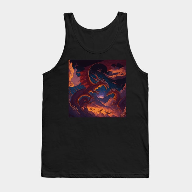 A Dazzling Display of Dragons Creating A Beautiful Tapestry of Colour In The Sky Tank Top by LuckDragonGifts